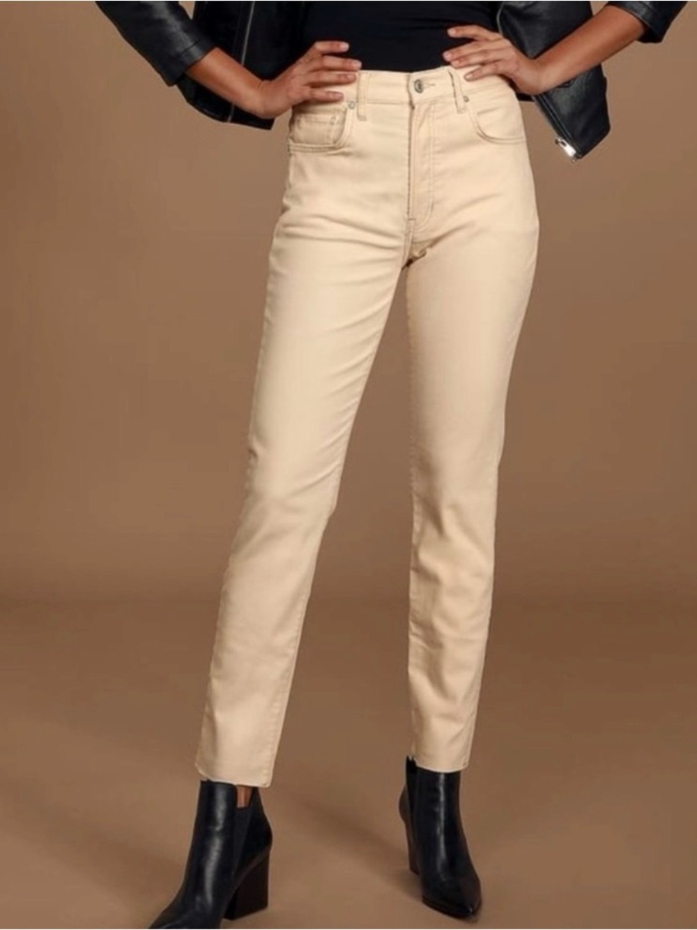 We The Free | Stella High-Rise Brushed Velvet Jeans with Raw Hem | Sz 30